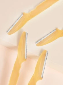 Lady Eyebrow Razor, 4pcs Stainless Steel Women's Facial Razor, Multifunctional Facial Razor, Suitable For Men And Women With Protective Cover For Eyebrow Trimming And Shaving - Yellow - View 4