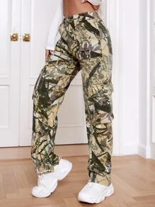 Flap Pocket Allover Print Jeans - Multicolor - View 3