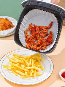 50 piezas Papel para hornear unicolor freidora - Blanco - Ver 1