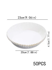 50 piezas Papel para hornear unicolor freidora - Blanco - Ver 3