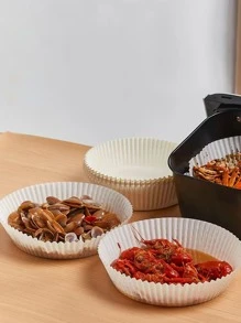 50 piezas Papel para hornear unicolor freidora - Blanco - Ver 4