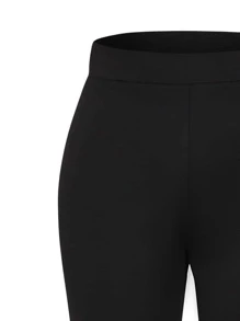 SHEIN Unity Quần Plus Size Ngọc trai màu trơn Thanh lịch - màu đen - Xem 3