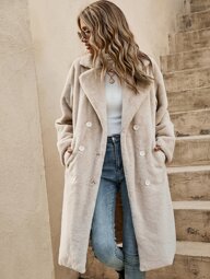SHEIN Frenchy Manteau en peluche croisé à épaules tombantes pour l'automne/hiver