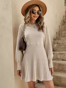 SHEIN Frenchy 燈籠袖條紋針織毛衣洋裝