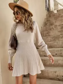 SHEIN Frenchy 燈籠袖條紋針織毛衣洋裝