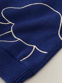 Toddler Boys Drop Shoulder Graphic Pattern Contrast Liner Jumper - Blue - View 3