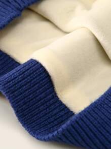 Toddler Boys Drop Shoulder Graphic Pattern Contrast Liner Jumper - Blue - View 4