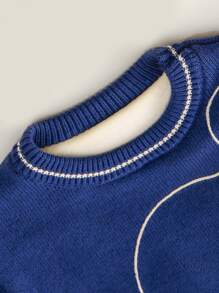 Toddler Boys Drop Shoulder Graphic Pattern Contrast Liner Jumper - Blue - View 6