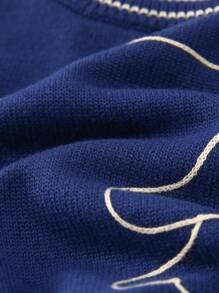 Toddler Boys Drop Shoulder Graphic Pattern Contrast Liner Jumper - Blue - View 8