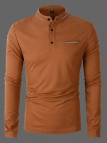 Manfinity Homme Men Striped Trim Polo Shirt - Brown - View 7