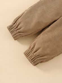 Baby Boy Solid Elastic Waist Trousers - Khaki - View 4