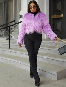 Eilly Bazar Open Front Fuzzy Coat - Lilac Purple - View 6