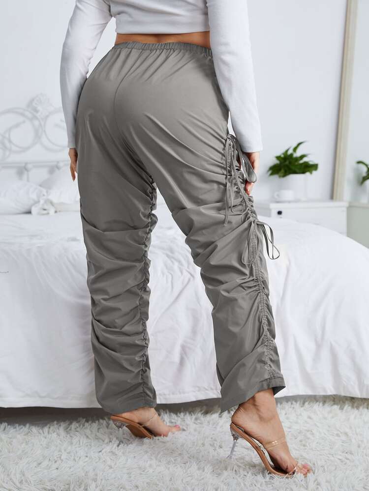 Plus Elastic Waist Ruched Knot Pants