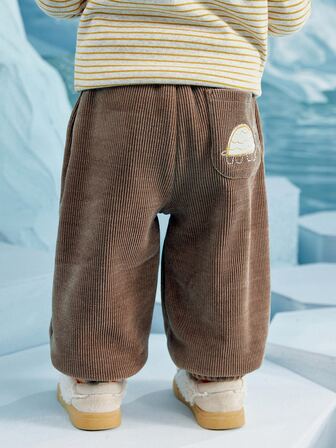 Toddler Boys Cartoon Patched Corduroy Pants