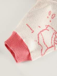 Niñas Jersey con patrón de dibujos animados de hombros caídos - Multicolor - Ver 3