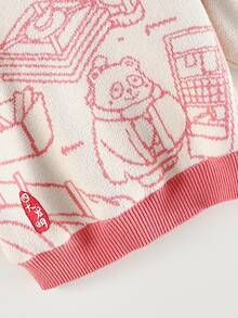 Niñas Jersey con patrón de dibujos animados de hombros caídos - Multicolor - Ver 5