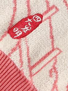 Niñas Jersey con patrón de dibujos animados de hombros caídos - Multicolor - Ver 4