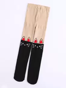 Toddler Girls Cartoon Graphic Tights - Multicolor - View 3