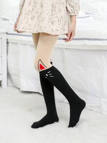 Toddler Girls Cartoon Graphic Tights - Multicolor - View 5