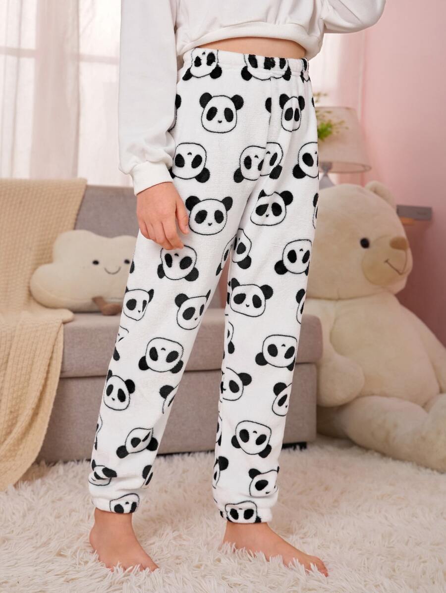 Niñas Pantalones de dormir con patrón de panda - Blanco - Ver 1