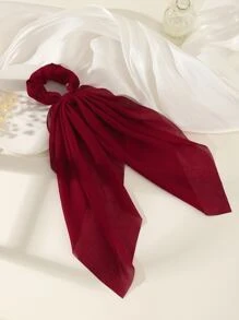 1pc Red Chiffon Ribbon Hair Scrunchie, Soft & Casual For Daily Use, Photo Shoots, Vacation Hair Ties Ponytail Holders Hair Elastics Hair Rubber Bands Scrunchies Hair Rope Elastic Hair Tie, Hair Bobbles Hair Accessories Head Accessories Elastic Band - Burgundy - View 3