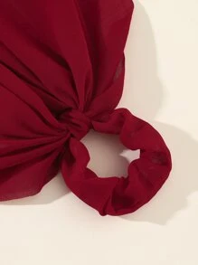 1pc Red Chiffon Ribbon Hair Scrunchie, Soft & Casual For Daily Use, Photo Shoots, Vacation Hair Ties Ponytail Holders Hair Elastics Hair Rubber Bands Scrunchies Hair Rope Elastic Hair Tie, Hair Bobbles Hair Accessories Head Accessories Elastic Band - Burgundy - View 4