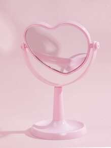 1个可爱粉色心形桌面化妆镜，Y2K风格，适合作为女孩礼物，价格实惠，可作为圣诞礼物、化妆品、化妆工具等。 - 粉色 - 查看 2