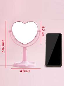 1个可爱粉色心形桌面化妆镜，Y2K风格，适合作为女孩礼物，价格实惠，可作为圣诞礼物、化妆品、化妆工具等。 - 粉色 - 查看 3