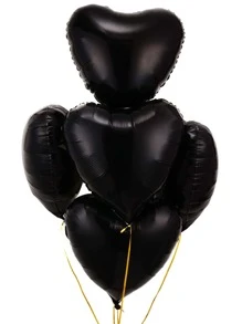 kumozawa 5pcs/Set Light Blue Heart-Shaped Balloons (Straws Not Included) - Black - View 1