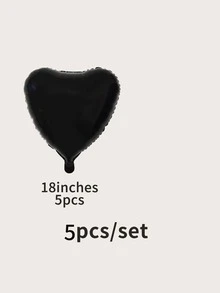 kumozawa 5pcs/Set Light Blue Heart-Shaped Balloons (Straws Not Included) - Black - View 3