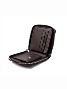 WEIXIER Men Letter Graphic Small Wallet - Coffee Brown - View 4