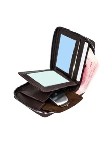 WEIXIER Men Letter Graphic Small Wallet - Coffee Brown - View 5