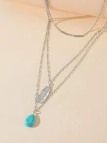 Vòng cổ xếp lớp quyến rũ giọt nước - Bạc - Xem 2