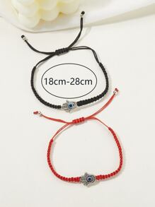 2 cái Chi tiết Mắt Ác Hamsa Tay Trang Trí Nội Thất Bện Vòng Tay - Nhiều màu - Xem 3