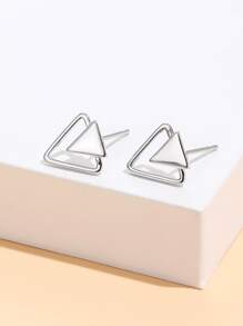1入組三角形耳釘銅首飾類 - 銀色 - 查看 2