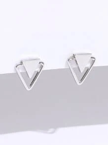 1入組三角形耳釘銅首飾類 - 銀色 - 查看 3