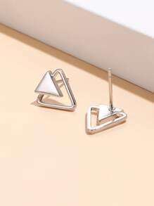 1入組三角形耳釘銅首飾類 - 銀色 - 查看 4