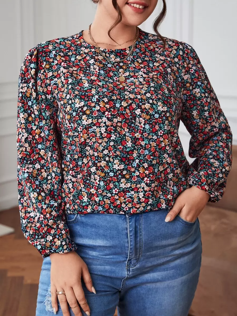 SHEIN Frenchy Áo sơ mi Plus Size Họa tiết hoa Boho - Nhiều màu - Xem 1