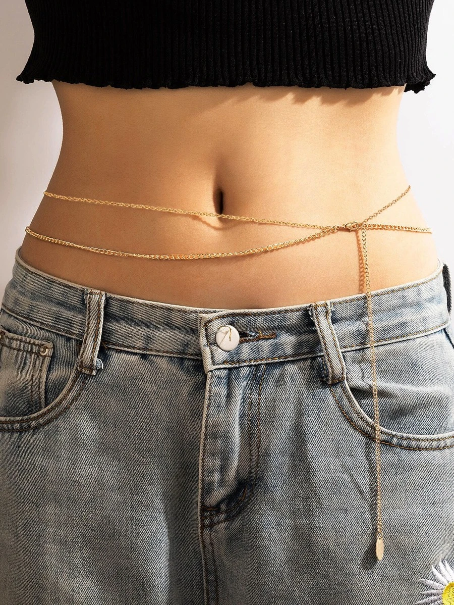 imoli Minimalist Layered Waist Chain - Yellow Gold - View 1