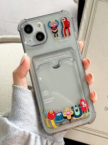 Cute Monster Transparent Gray Card Case, TPU Anti-Drop Suitable For IPhone 17/17 Pro/17 Pro Max/16/16 Pro/16 Plus/16 Pro Max/16E/11/12/13/14/15/12 Mini/7P/8P - Multicolor - View 1