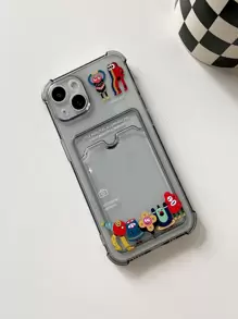 Cute Monster Transparent Gray Card Case, TPU Anti-Drop Suitable For IPhone 17/17 Pro/17 Pro Max/16/16 Pro/16 Plus/16 Pro Max/16E/11/12/13/14/15/12 Mini/7P/8P - Multicolor - View 5