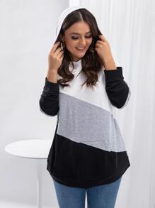 SHEIN LUNE Plus Size Cut And Sew Drop Shoulder Sweatshirt - Multicolor - View 6