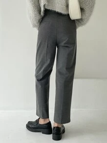 DAZY High Waist Slant Pockets Suit Trousers - Grey - View 2
