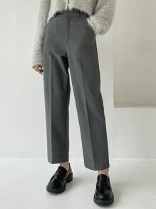 DAZY High Waist Slant Pockets Suit Trousers - Grey - View 3