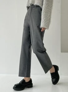 DAZY High Waist Slant Pockets Suit Trousers - Grey - View 4