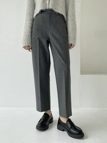 DAZY High Waist Slant Pockets Suit Trousers - Grey - View 5