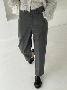 DAZY High Waist Slant Pockets Suit Trousers - Grey - View 8