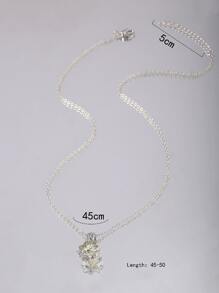 Fashionable Creative DIY Glow In The Dark Necklace With Yellow-Green Lotus Pendant (Can Be Opened) One Piece - Silver - View 6