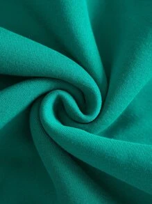 Men Solid Drawstring Pocket Detail Thermal Lined Sweatshirt - Green - View 4