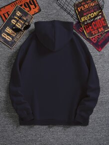 男士抽繩保暖連帽衫 - 藏蓝色 - 查看 2